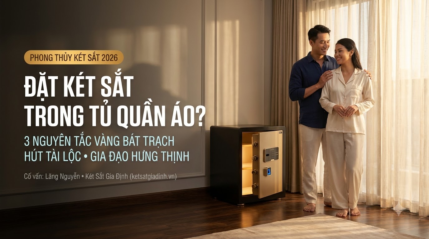 Hướng dẫn đặt két sắt trong tủ quần áo an toàn, đúng tải trọng gỗ và chuẩn phong thủy tụ lộc
