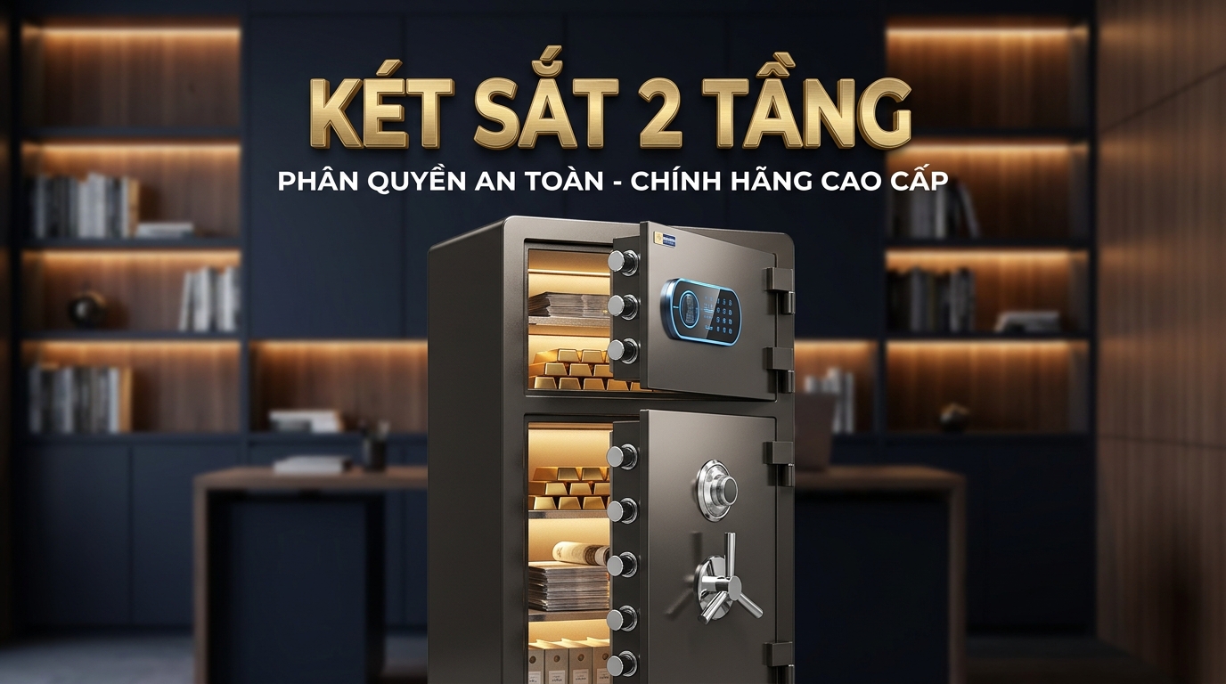 Két sắt 2 tầng hai cửa độc lập phân quyền quản lý tài sản chính hãng Két Sắt Gia Định