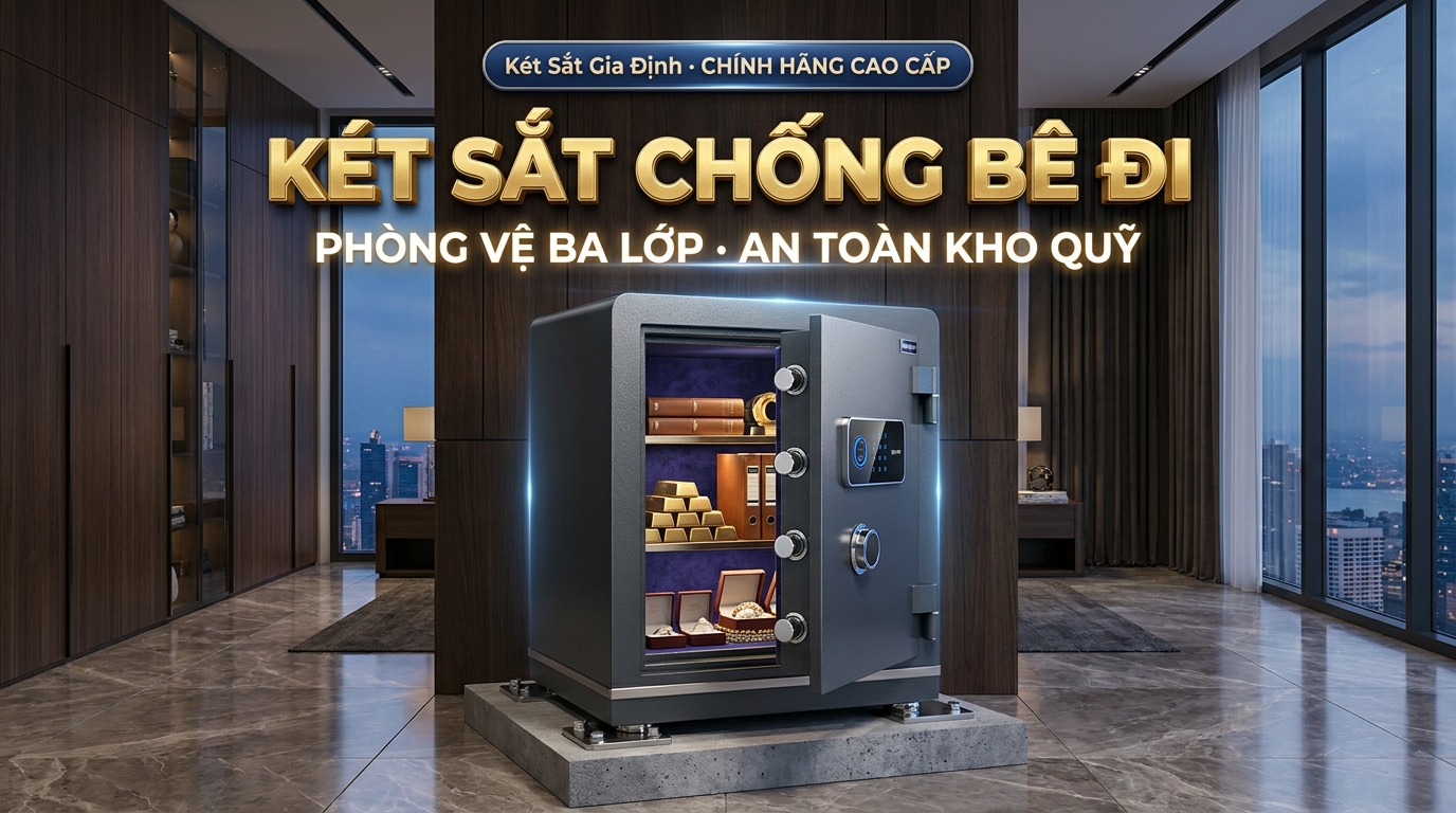 Két sắt chống bê đi chính hãng siêu trọng neo sàn bê tông và còi hú báo động phân phối tại Két Sắt Gia Định