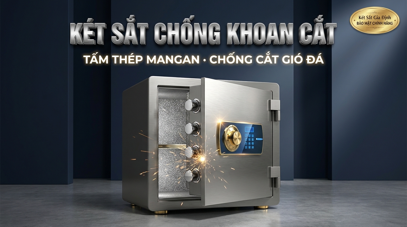 Két sắt chống khoan cắt thép tấm mangan siêu cường Két Sắt Gia Định
