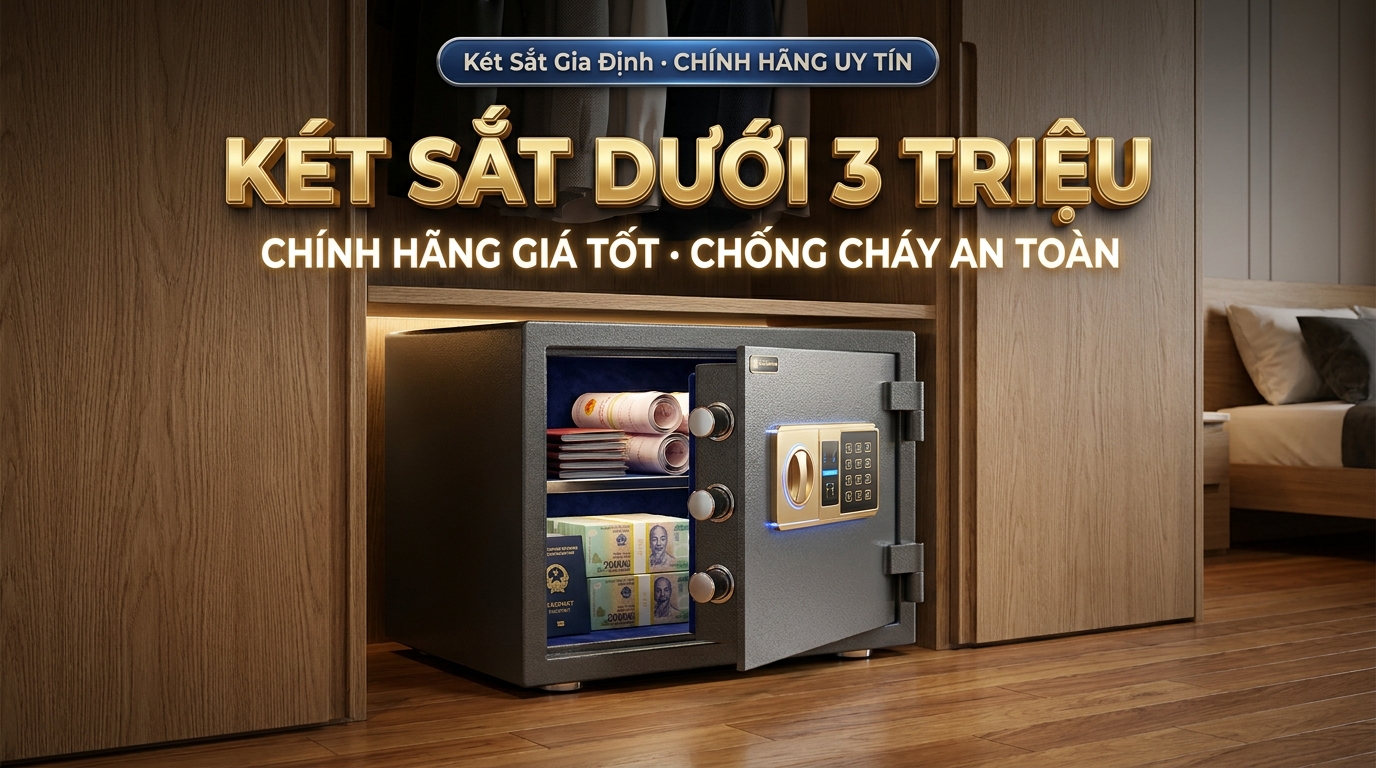 Két sắt dưới 3 triệu chính hãng thân đúc bê tông chống cháy và khóa điện tử báo động phân phối tại Két Sắt Gia Định