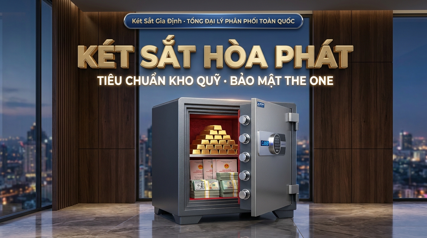 Két sắt Hòa Phát The One chính hãng đúc đặc chống cháy tiêu chuẩn kho quỹ tại Két Sắt Gia Định
