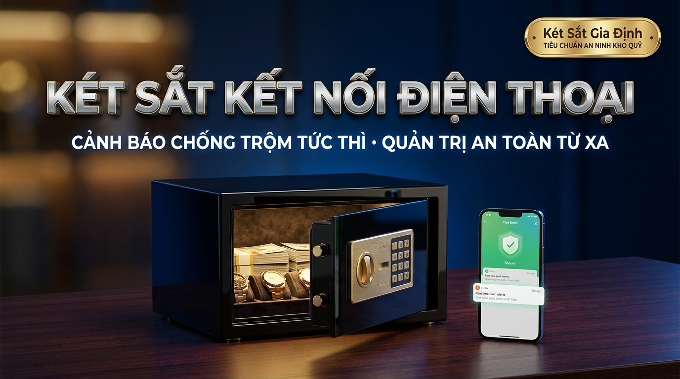 Két sắt kết nối điện thoại thông minh cảnh báo chống trộm từ xa chính hãng Két Sắt Gia Định