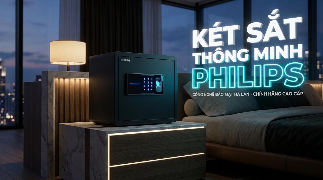 Két sắt Philips chính hãng công nghệ thông minh không chìa cơ cảm biến vân tay FPC Thụy Điển tại Két Sắt Gia Định