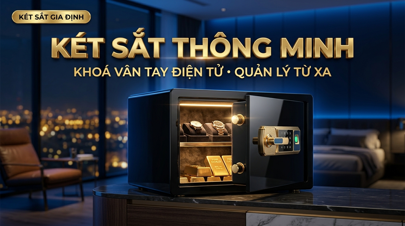 Két sắt thông minh chính hãng khóa vân tay điện tử kết nối điện thoại cảnh báo chống trộm Két Sắt Gia Định