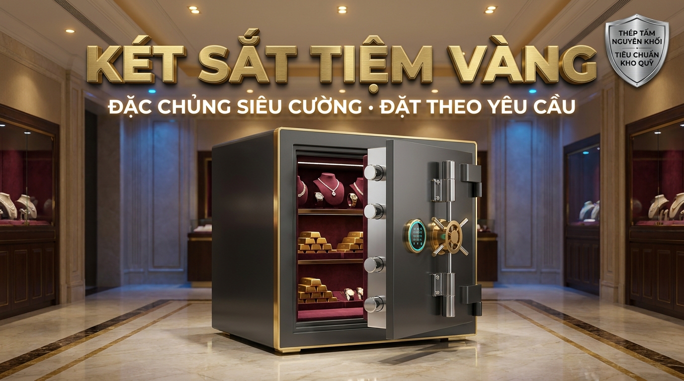 Két sắt tiệm vàng đặc chủng thép tấm siêu cường đặt làm theo yêu cầu chính hãng Két Sắt Gia Định