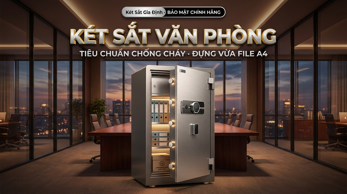 Két sắt văn phòng chống cháy đựng vừa file hồ sơ A4 chính hãng Két Sắt Gia Định