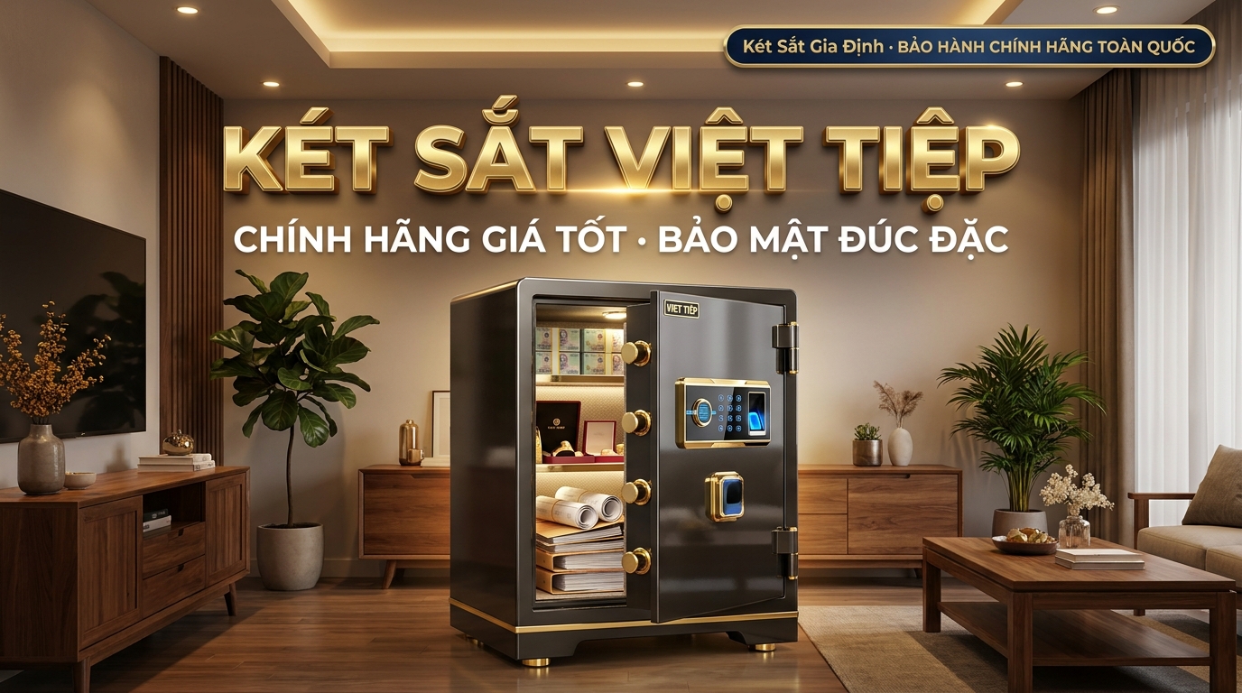 Két sắt Việt Tiệp chính hãng đúc đặc chống cháy khóa điện tử vân tay tại Két Sắt Gia Định