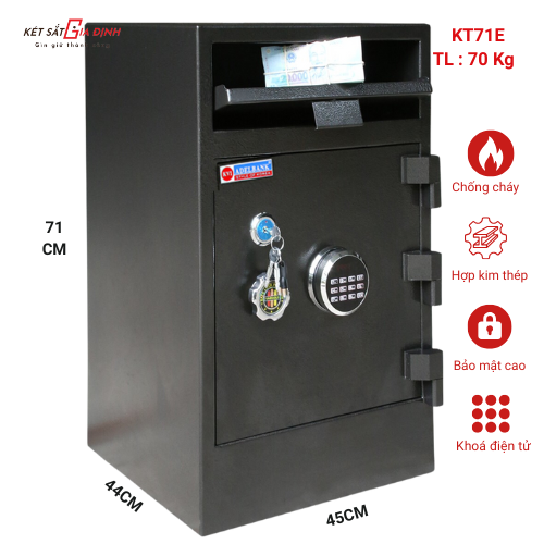 Tổng quan két sắt KT71E led điện tử thả tiền 