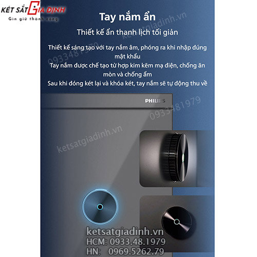 Tay nắm không trọng tải được ẩn mình tinh tế trong thân két