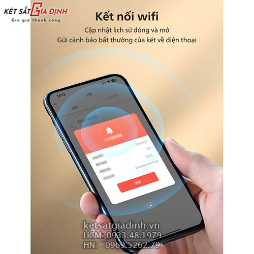 Nhận thông báo tự động về điện thoại khi có người sử dụng két