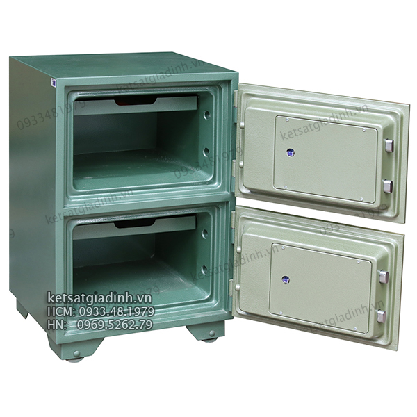 Bên trong két sắt Hòa Phát hai tầng đổi mã KS50T2-DM