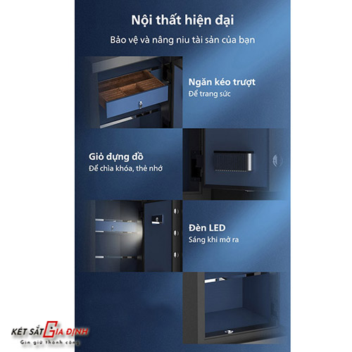 Phân chia khoa học bên trong két SBX602 - với model 602.7CU và 602.8CU sẽ có ngăn bí mật bên dưới - còn lại 602.5CU, 602.6CU sẽ không có ngăn bí mật))