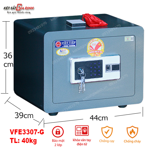 Két sắt Việt Tiệp siêu cường VFE3307 vân tay mã số màu xanh - Model 2024