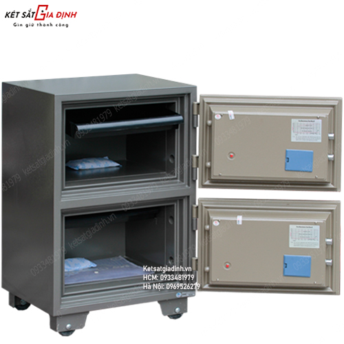 Bên trong két sắt 2 tầng Gudbank GB350AA khóa cơ báo động