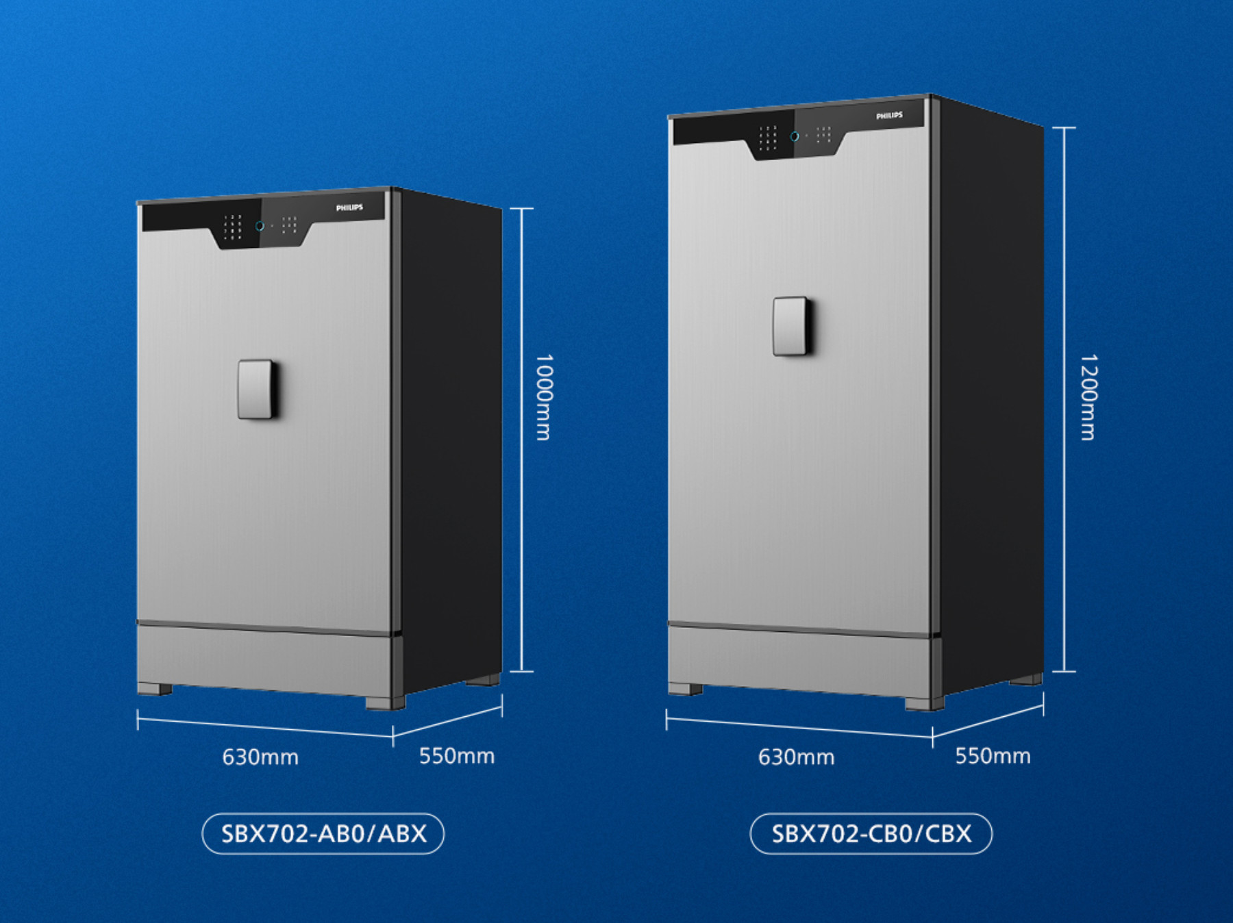 Ảnh các size của két sắt nhập khẩu Philips SBX702-ABX 