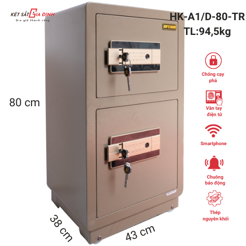 Két sắt AIFEIBAO HK-A1/D-80-TR két 2 tầng, vân tay mật mã