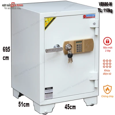 Két sắt Adelbank VE680-W màu trắng, khóa điện tử