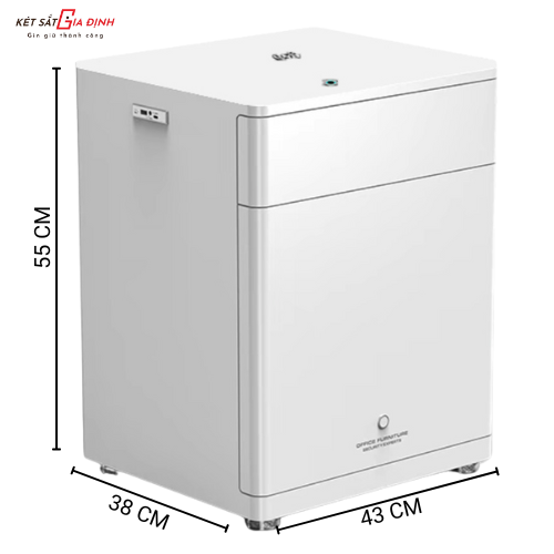 Két sắt Bofa BY-55CT trắng két ngăn kéo, vân tay điện tử, tích hợp quản lý bằng điện thoại.