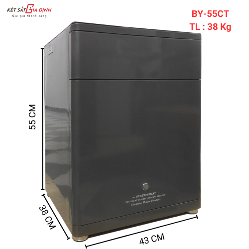 Két sắt Bofa BY-55CT xám tro két ngăn kéo, vân tay điện tử, tích hợp quản lý bằng điện thoại.