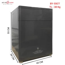 Két sắt Bofa BY-55CT xám tro két ngăn kéo, vân tay điện tử, tích hợp quản lý bằng điện thoại.