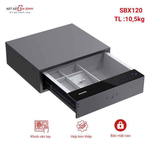 Két sắt Philips SBX120-1CO két ngăn kéo, vân tay điện tử