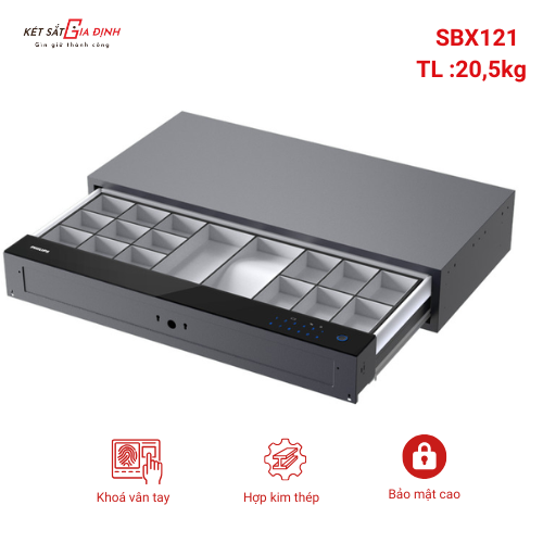 Két sắt Philips SBX121-1CO két ngăn kéo, vân tay điện tử 