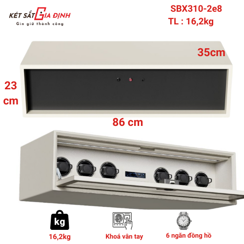 Tủ đồng hồ 6 ngăn thông minh Philips SBX310-2E8 khoá vân tay 16,2kg