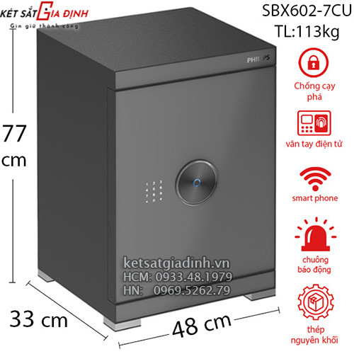 Két sắt nhập khẩu Philips SBX602-7CU vân tay điện tử