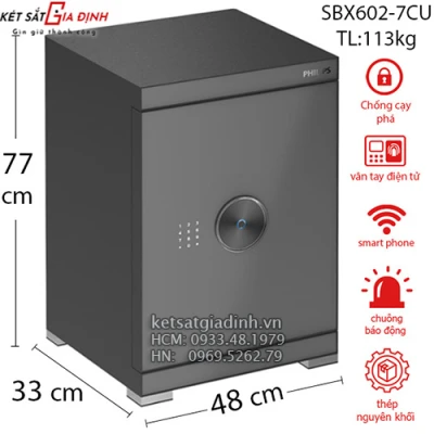 Két sắt nhập khẩu Philips SBX602-7CU vân tay điện tử