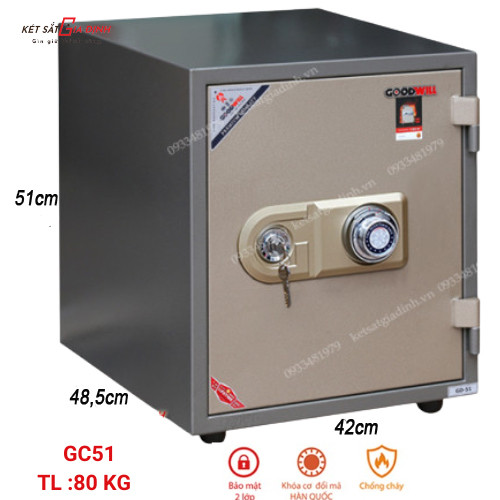 Két sắt Goodwill GC51 khóa cơ báo động cao cấp