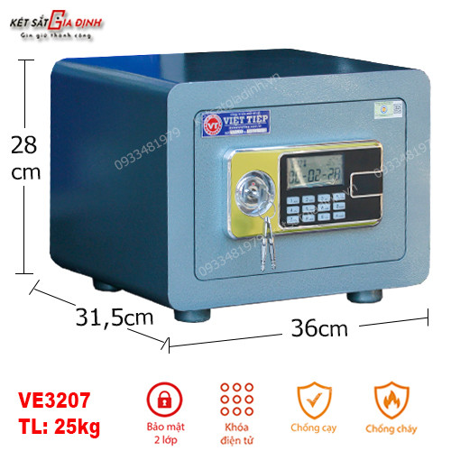 Két sắt Việt Tiệp siêu cường VE3207 điện tử báo động - Model mới