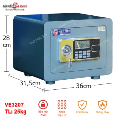 Két sắt Việt Tiệp siêu cường VE3207 điện tử báo động - Model mới
