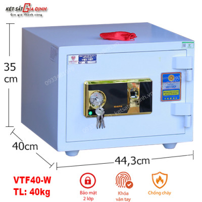 Két sắt Việt Tiệp đúc đặc VTF40-W màu trắng vân tay báo động